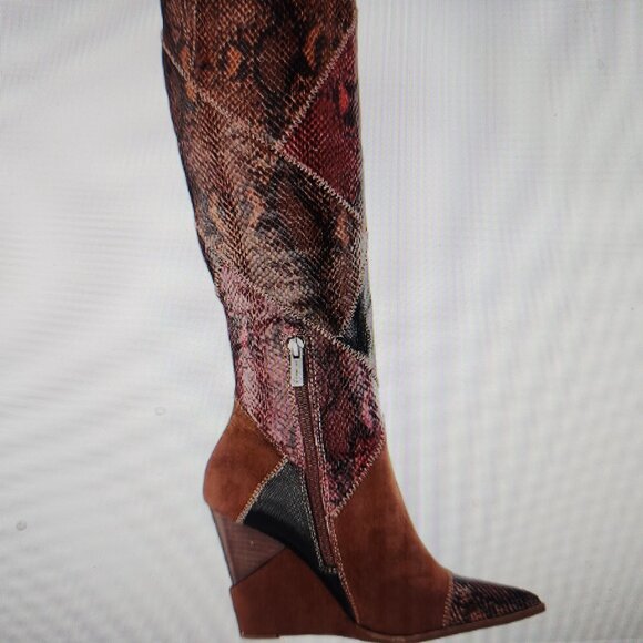 Jessica Simpson Snake Patchwork Henlee Tall Wedge Boots. Size 5. NWOT - Picture 5 of 12
